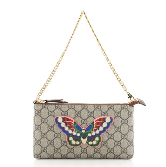 Gucci Chain Wristlet Wallet GG Coated Canvas with Applique