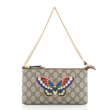 Gucci Chain Wristlet Wallet GG Coated Canvas with Applique