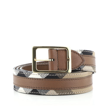 Burberry Square Buckle Belt Nova Check Canvas and Leather Medium