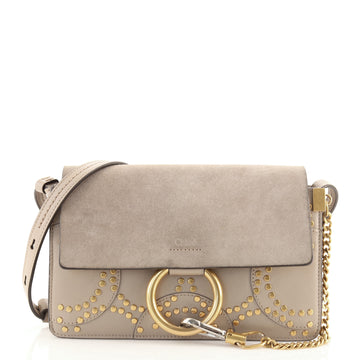Chloe Faye Shoulder Bag Studded Leather and Suede Small
