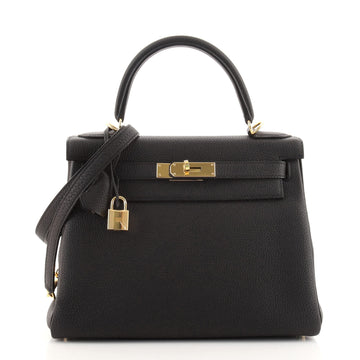 Hermes Kelly Handbag Black Togo with Gold Hardware 28