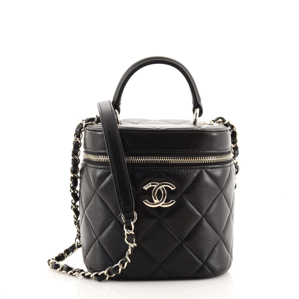 Chanel Trendy CC Round Vanity Case Crossbody Bag Lambskin Black LGHW