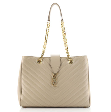 Saint Laurent Classic Monogram Shopper Matelasse Chevron Leather Large