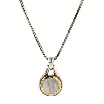 Tiffany & Co. Vintage Round Pendant Necklace Sterling Silver with 18K Yellow Gold and Mother of Pearl