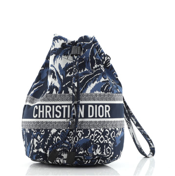 Christian Dior Logo Travel Drawstring Pouch Printed Fabric