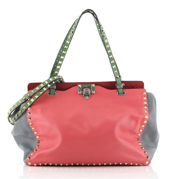 Valentino Colorblock Rockstud Tote Soft Leather Large