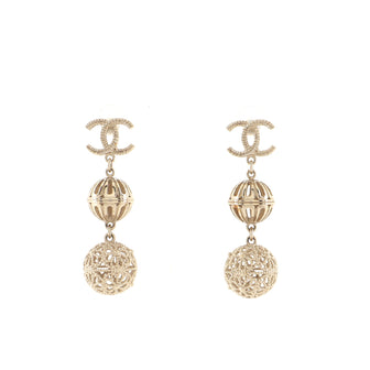 Chanel CC Ball Drop Earrings Metal