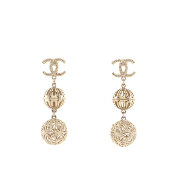 Chanel CC Ball Drop Earrings Metal
