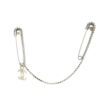 Chanel CC Safety Pins Brooch Metal with Crystals