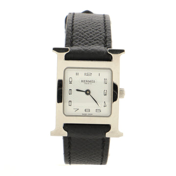 Hermes Heure H Quartz Watch Stainless Steel and Leather 21
