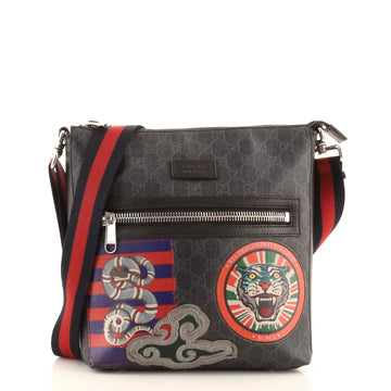 Gucci Night Courrier Zip Messenger GG Coated Canvas with Applique Medium