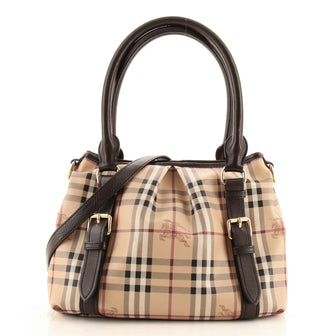 Burberry Northfield Convertible Tote Haymarket Coated Canvas Small
