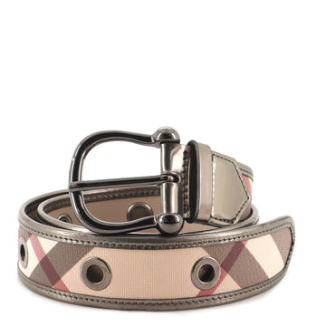 Burberry Round Buckle Belt Nova Check Canvas Wide