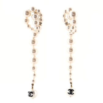 Chanel Knot CC Drop Earrings Faux Pearls