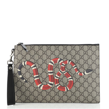 Gucci Zipped Pouch Printed GG Coated Canvas Medium