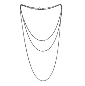 David Yurman Long Box Chain Necklace Sterling Silver 2.3mm