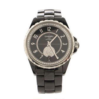 Chanel J12-365 Automatic Watch Ceramic and Stainless Steel with Diamond Bezel and Seconds Sub-Dial 36