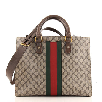 Gucci Animalier Web Top Handle Tote GG Coated Canvas Large