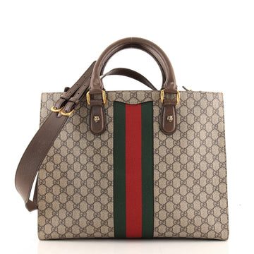 Gucci Animalier Web Top Handle Tote GG Coated Canvas Large