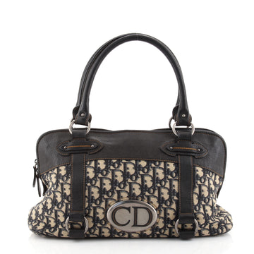 Christian Dior Vintage Dome Zip Satchel Diorissimo Canvas and Leather East West