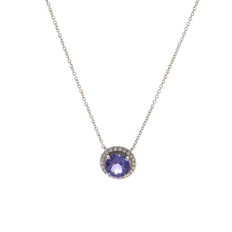 Tiffany & Co. Soleste Round Pendant Necklace Platinum with Tanzanite and Diamonds 7mm