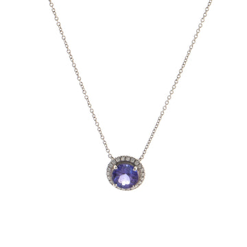 Tiffany & Co. Soleste Round Pendant Necklace Platinum with Tanzanite and Diamonds 7mm