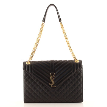 Saint Laurent Classic Monogram Envelope Satchel Quilted Leather Large
