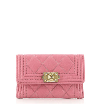 Chanel Boy Flap Card Case Quilted Caviar