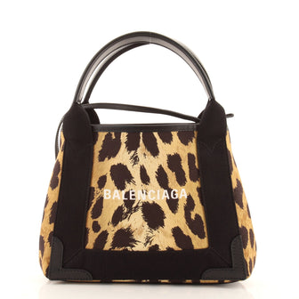 Balenciaga Navy Cabas Printed Canvas XS