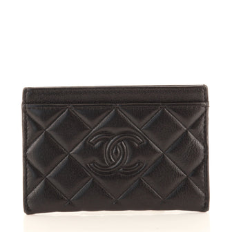 Chanel Diamond CC Card Holder Quilted Lambskin