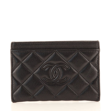 Chanel Diamond CC Card Holder Quilted Lambskin