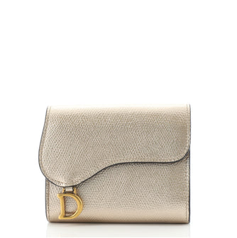 Christian Dior Saddle Trifold Flap Wallet Leather Compact