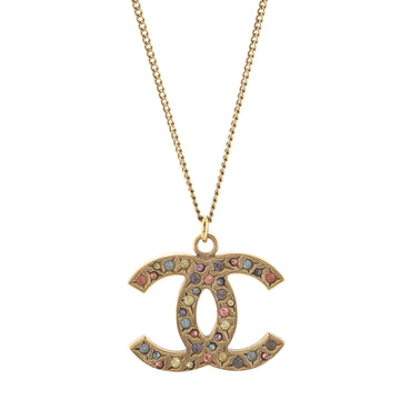 Chanel CC Pendant Necklace Multicolor Crystal Embellished Metal