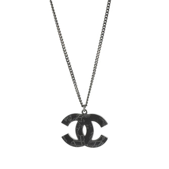 Chanel CC Map Pendant Necklace Metal with Enamel