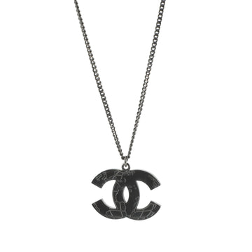 Chanel CC Map Pendant Necklace Metal with Enamel