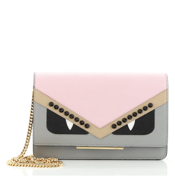 Fendi Monster Wallet on Chain Studded Leather