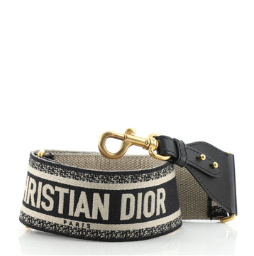 Christian Dior Logo Shoulder Strap Embroidered Canvas