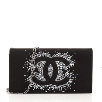 Chanel CC Diamante Chain Flap Bag Satin Small