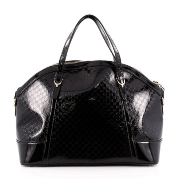 Gucci Nice Top Handle Bag Patent Microguccissima Leather Large