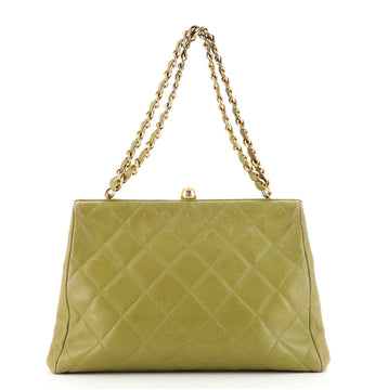 Chanel Vintage Chain Frame Bag Quilted Caviar Medium