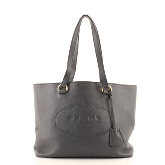 Prada Embossed Logo Open Tote Vitello Daino Medium