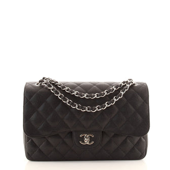 Chanel Classic Double Flap Bag Quilted Caviar Jumbo
