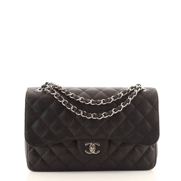 Chanel Classic Double Flap Bag Quilted Caviar Jumbo