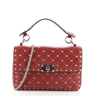 Valentino Rockstud Spike Flap Bag Quilted Leather Medium