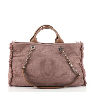 Chanel Double Face Deauville Tote Fringe Quilted Canvas Medium