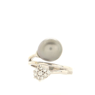 Damiani Le Perle Ring 18K White Gold with Diamonds and Pearl