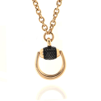 Gucci Horsebit Pendant Necklace 18K Rose Gold with Diamonds Medium