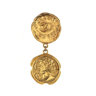 Chanel Double Coin Drop Brooch Metal