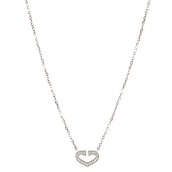 Cartier C Heart de Cartier Pendant Necklace 18K White Gold with Pave Diamonds