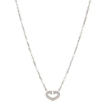 Cartier C Heart de Cartier Pendant Necklace 18K White Gold with Pave Diamonds
